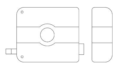 Safety Rim Lock with knob - technical drawing