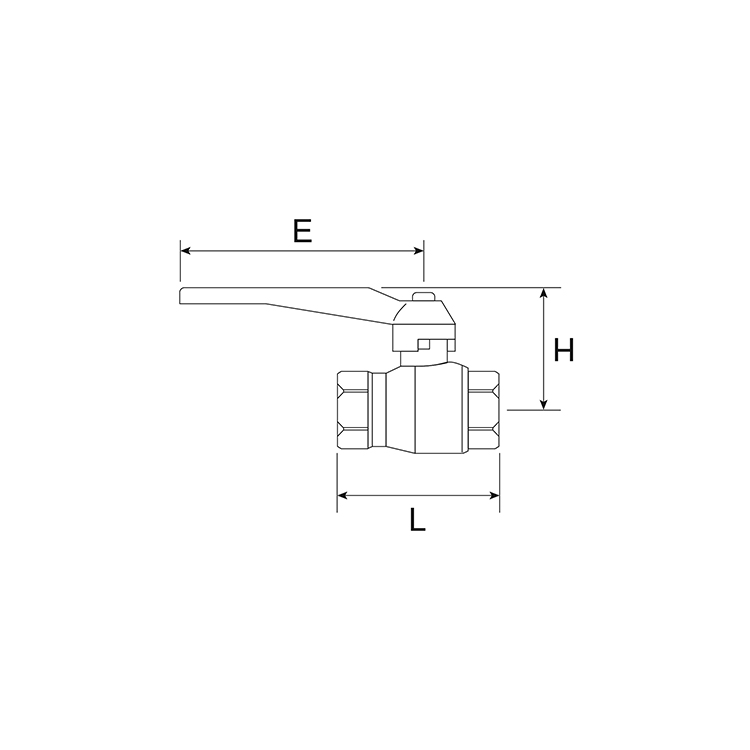 Valvola a sfera passaggio totale - F.F. - disegno tecnico