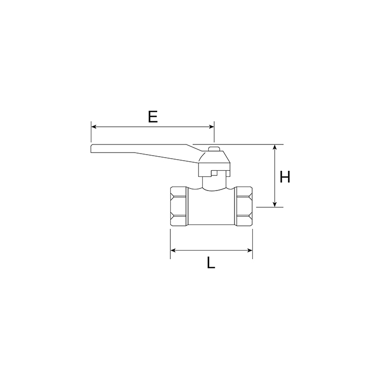 Reduced flow ball valve - F.F. - technical drawing