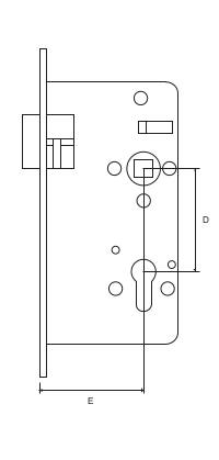 Lock for fire rated doors - technical drawing