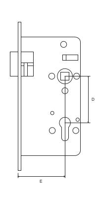 Serratura per porte tagliafuoco - disegno tecnico